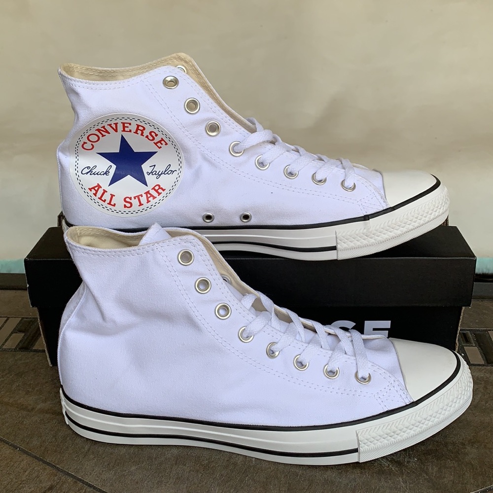 CONVERSE CTAS HI WHITE/WHITE/BLACK MENS - Picture 4 of 16